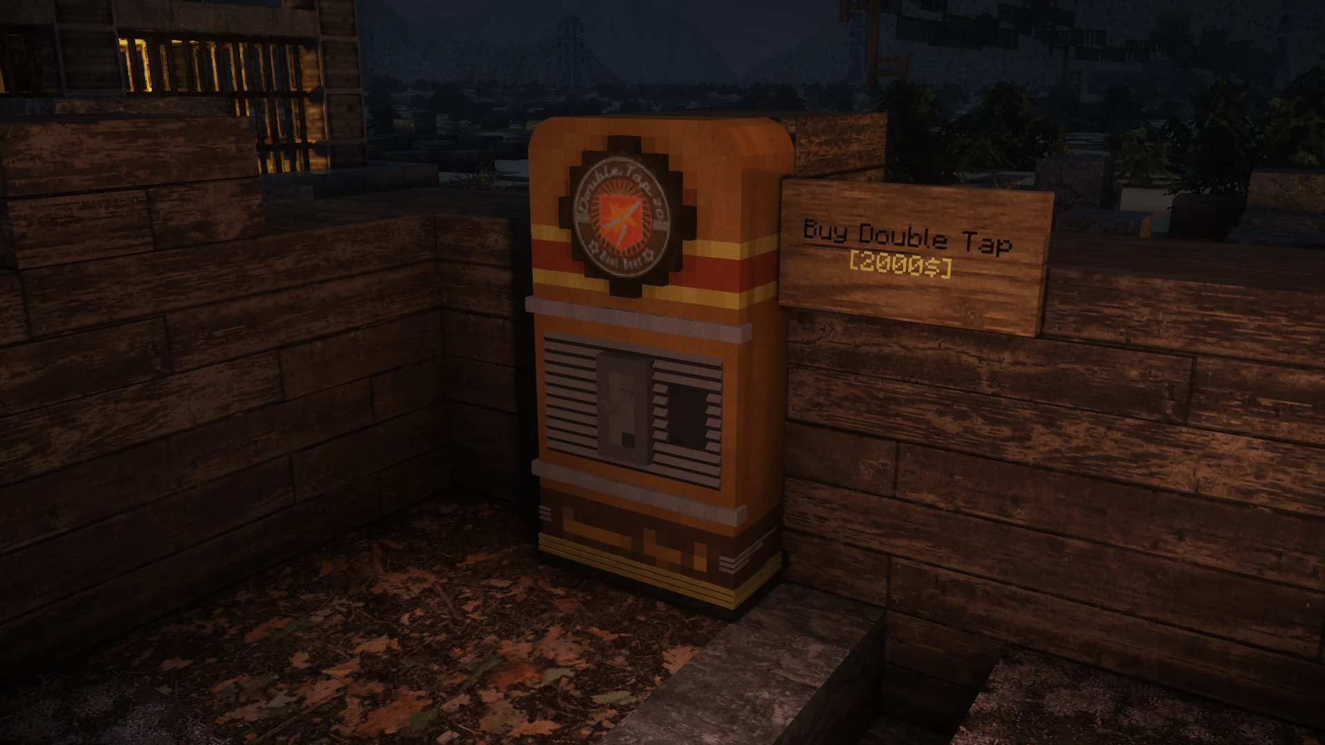 Machine de double coup modélisée en 3D intégrée dans Minecraft