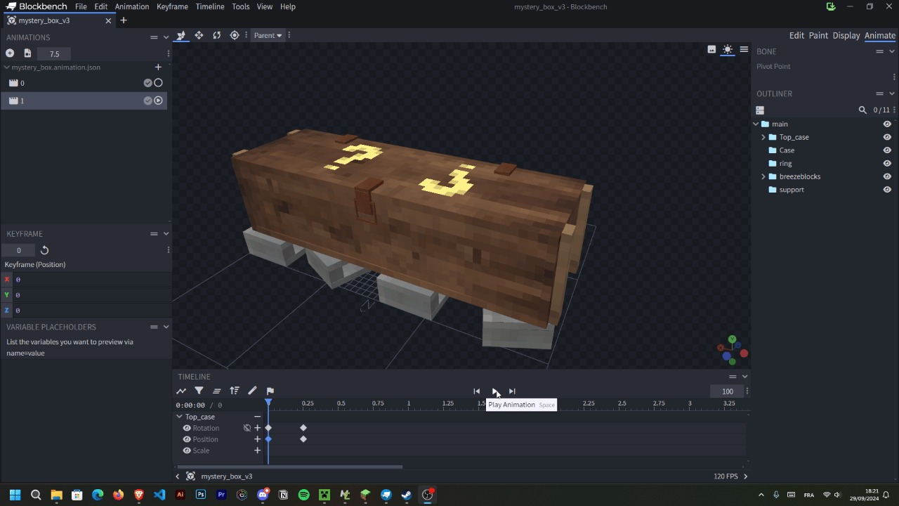 Boîte mystère modélisée en 3D sur Blockbench