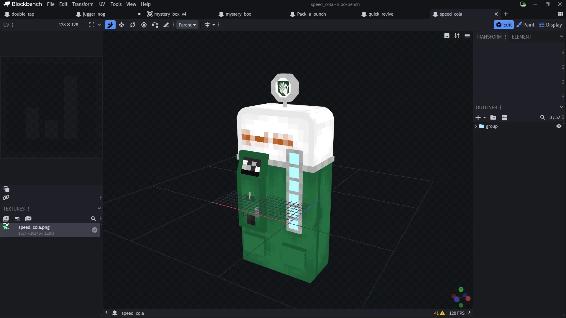 Machine de rechargement rapide modélisée en 3D sur Blockbench