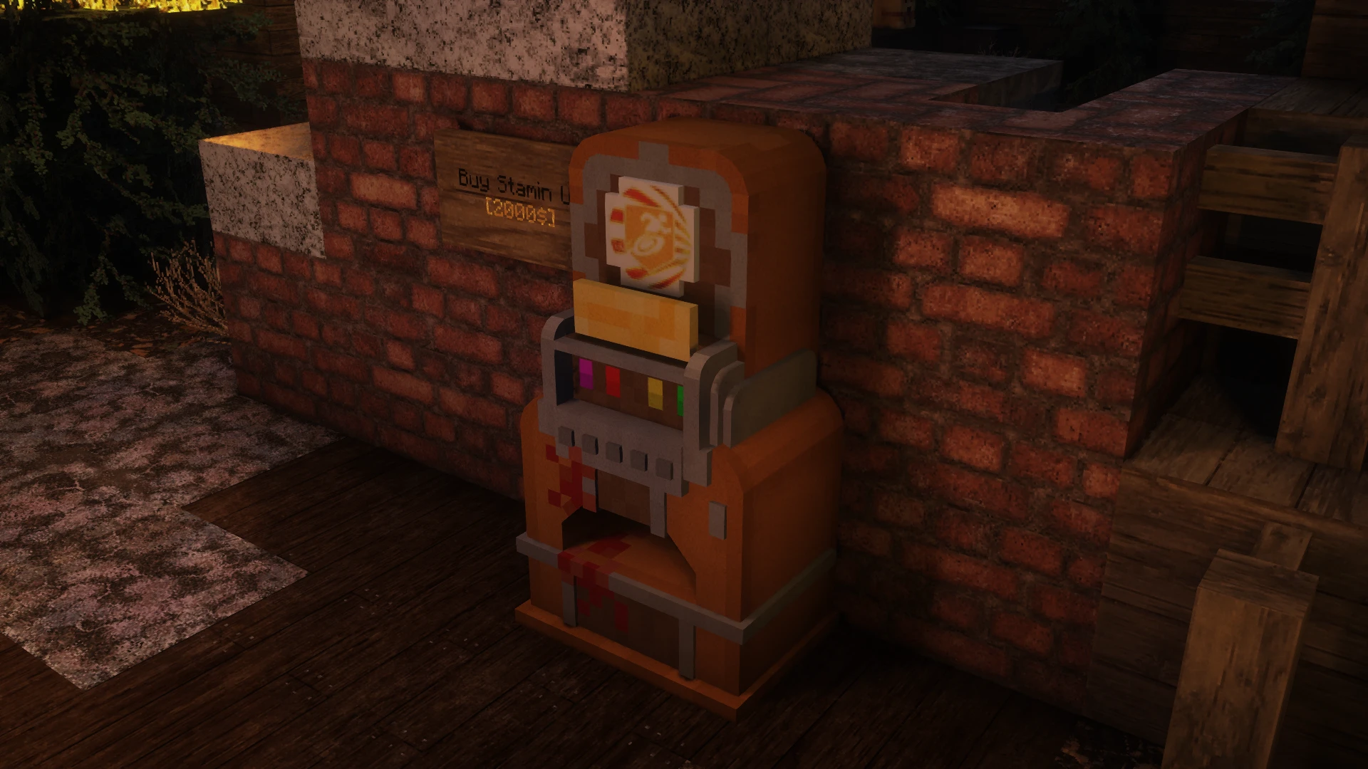 Machine de Stamin Up modélisée en 3D intégrée dans Minecraft